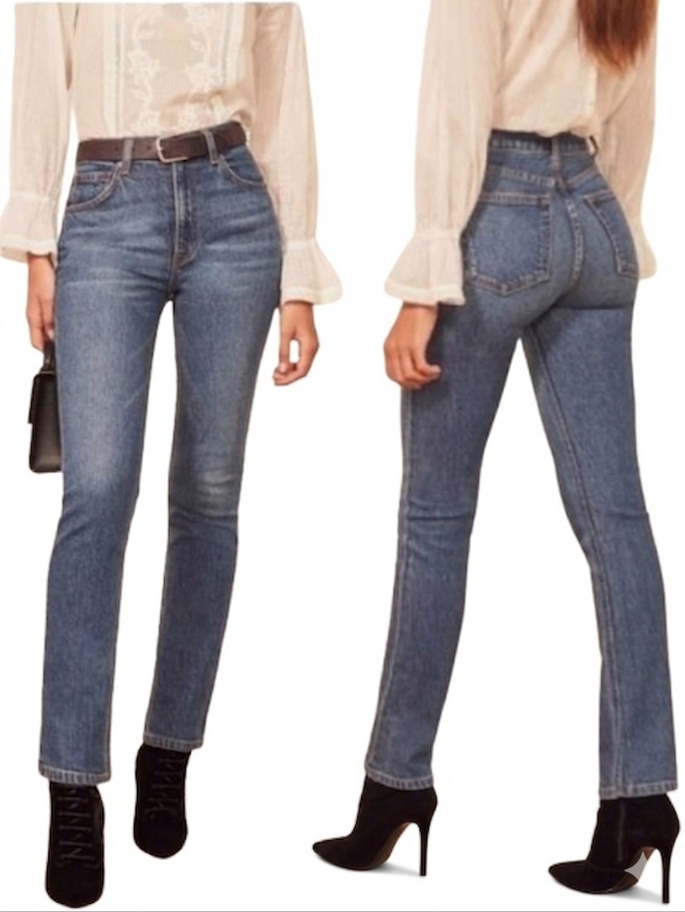 REFORMATION Liza High Rise Straight Jeans Laguna Wash
